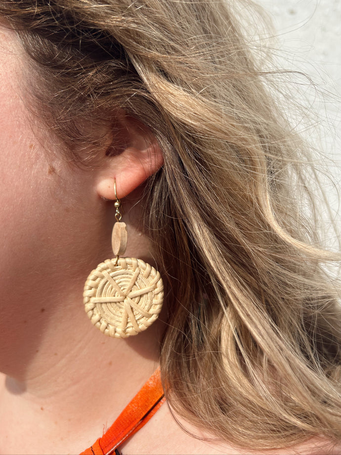 Round Straw Earrings