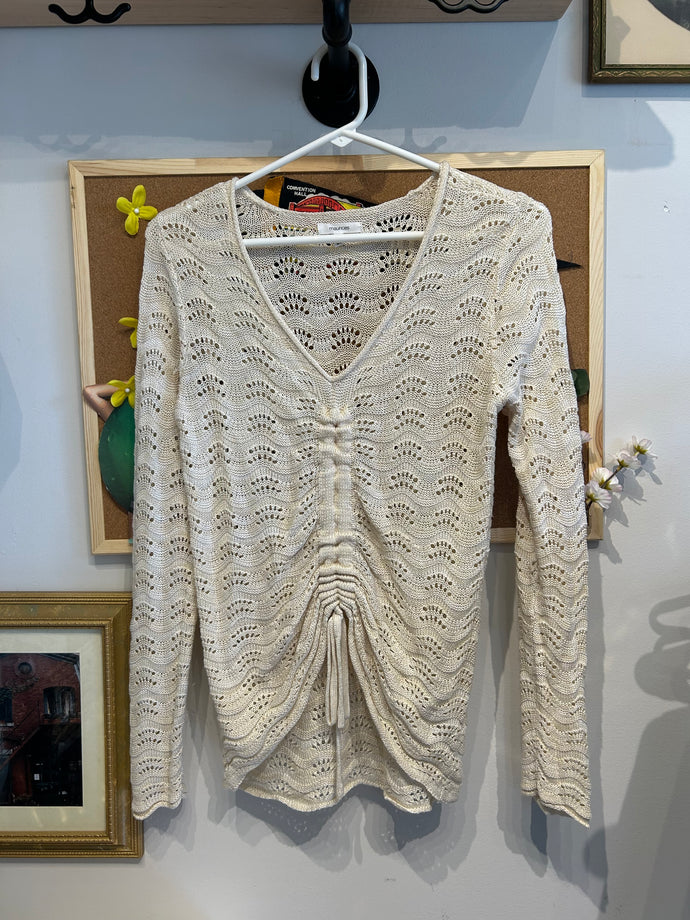Thrifted Creme Knit Top