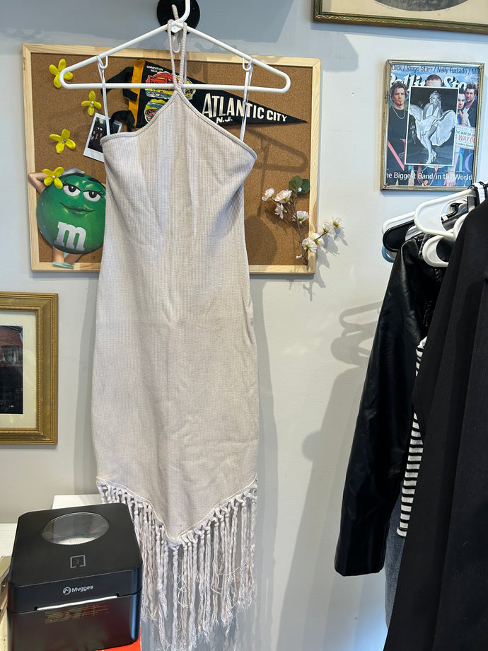 Thrifted Halter Top Fringe Dress
