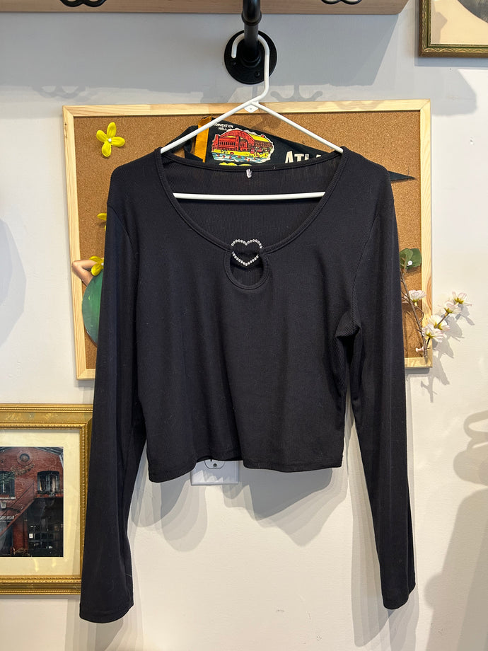 Early 00s Diamond Heart Black Top