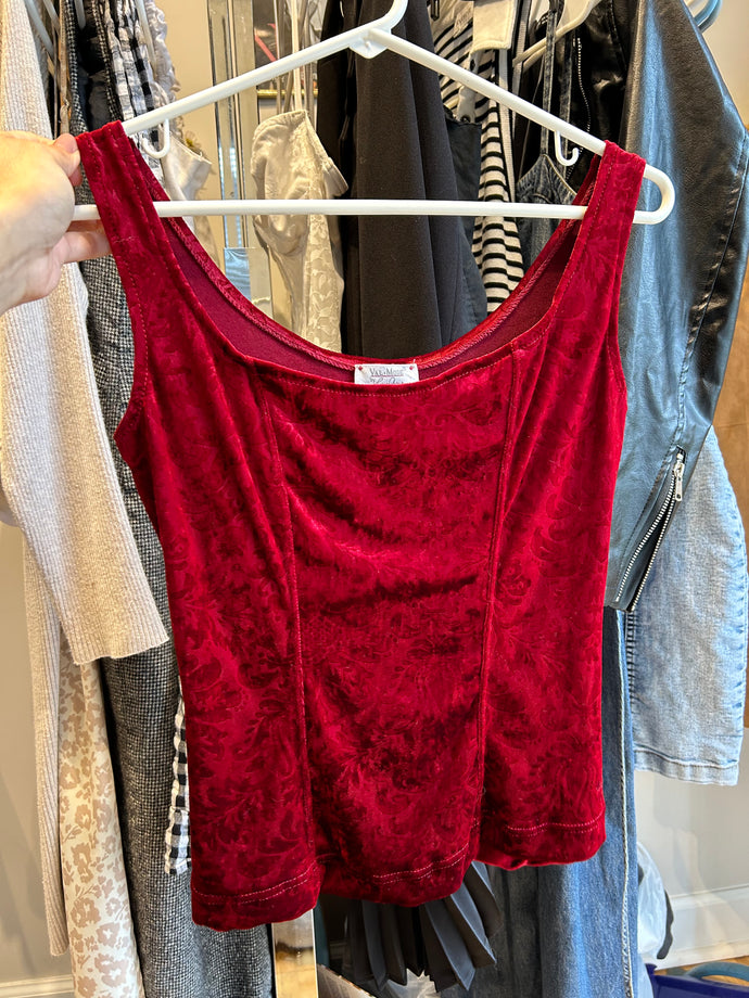 Vintage Red Velvet Top