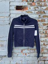 Load image into Gallery viewer, Striped Navy Blue Zip-Up Jacket
