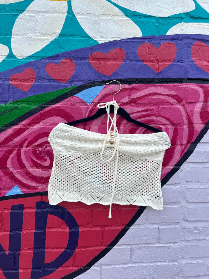 Large White Knitted Beach Halter Top