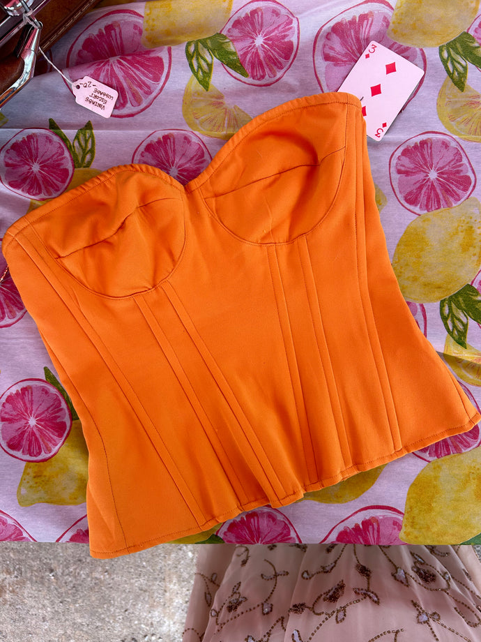 Medium Orange Strapless Corset