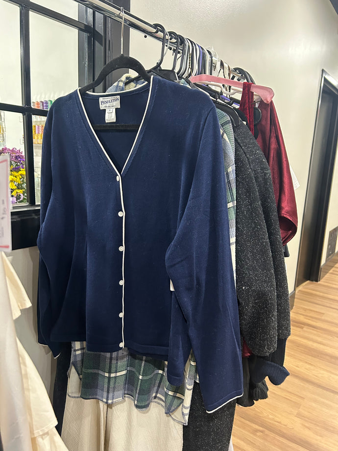 Navy Blue Button Up Sweater